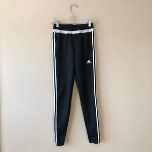 Adidas black/white striped jogger style pants